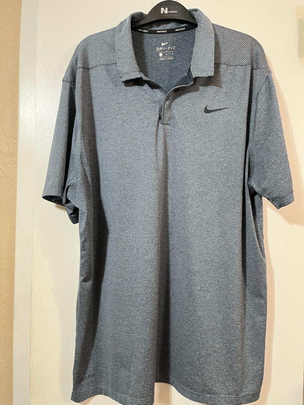 Nike Golf XL Men's Dri-FIT Navy & Gray Striped Performance Polo